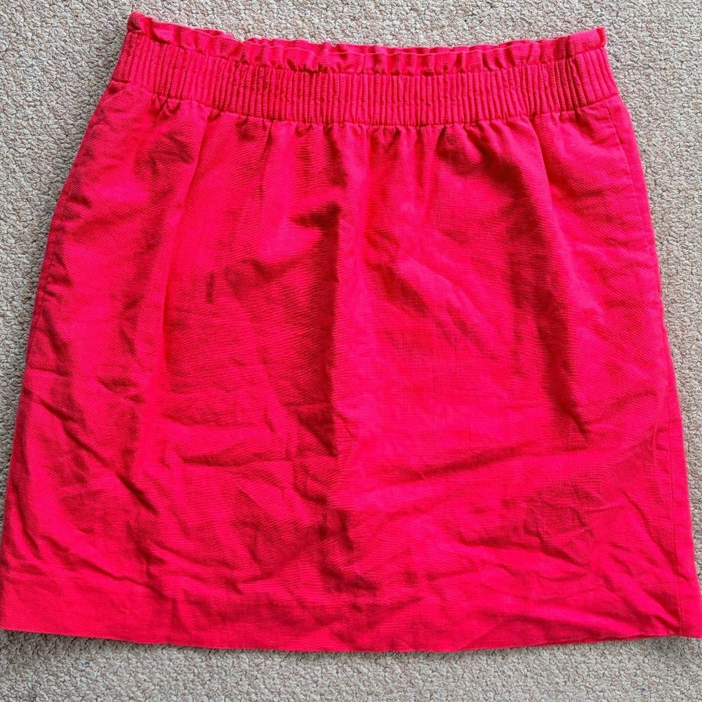 J Crew Womens Coral Mini Linen Cotton Skirt Size 8